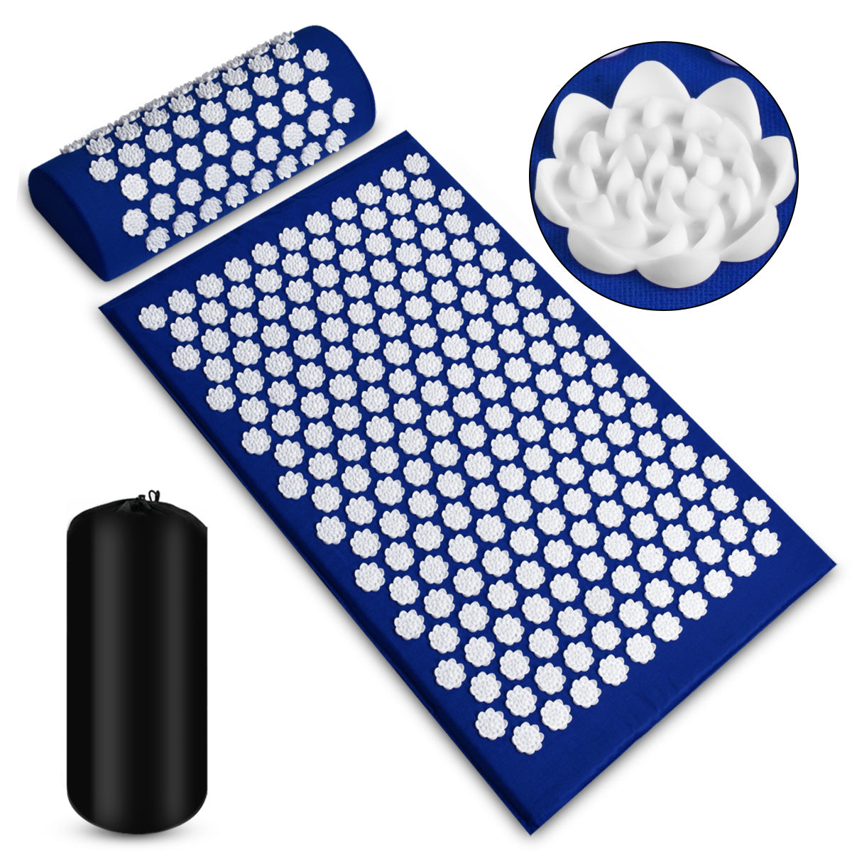 Zenithral acupressure mat and pillow set for muscle relief and deep relaxation, with massage and red light therapy features.