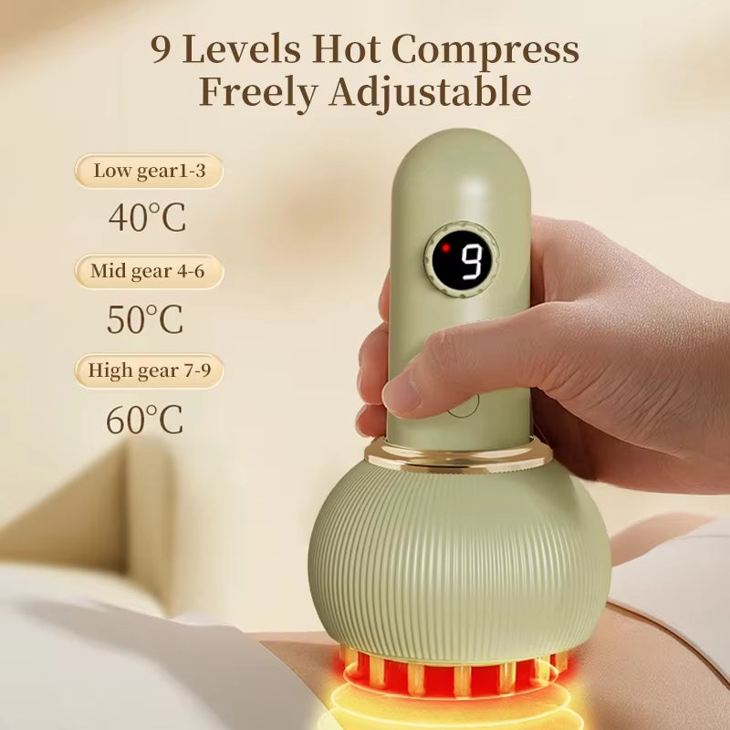 Cordless Electric Cupping Massager with Hot Compress and Negative Pressure for Detoxification and Meridian Therapy