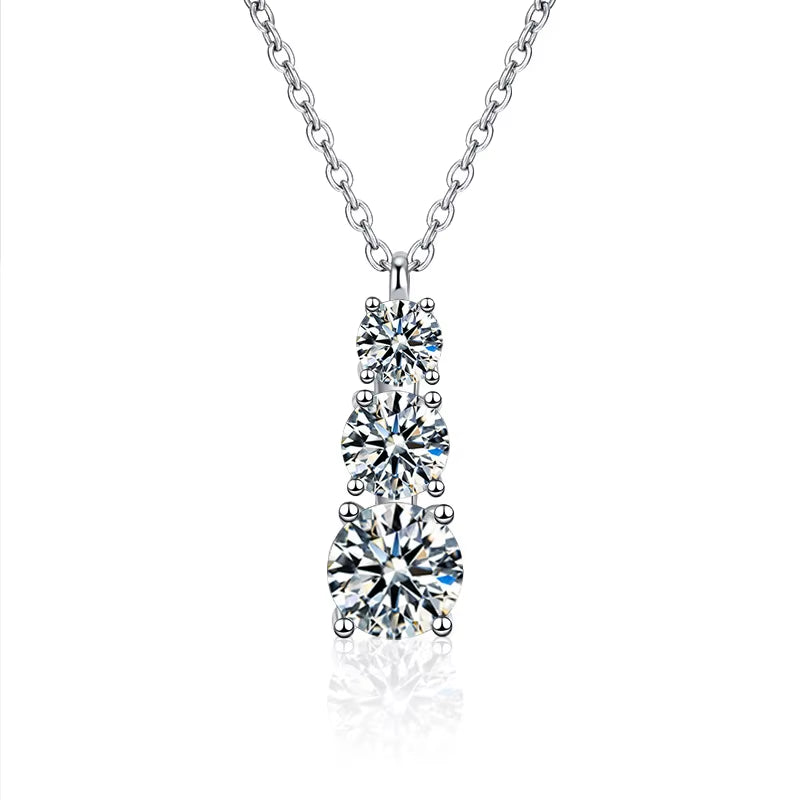 TY Genuine 925 Sterling Silver Moissanite Women's Pendant Necklace - 1.8 Carat D Color Moissanite with Certificate of Authenticity - Luxury Jewelry
