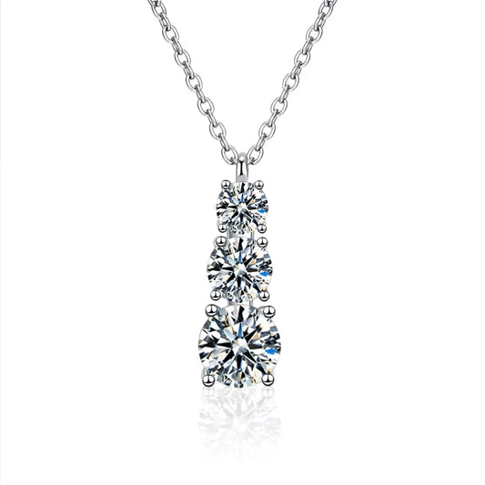 TY Genuine 925 Sterling Silver Moissanite Women's Pendant Necklace - 1.8 Carat D Color Moissanite with Certificate of Authenticity - Luxury Jewelry
