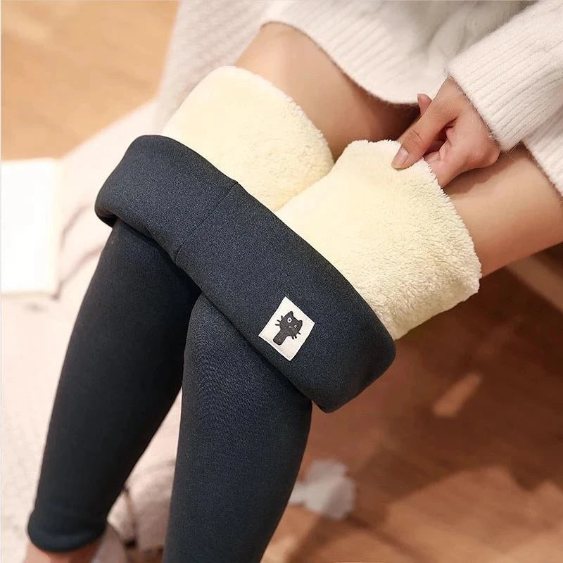Fleece-Lined Velvet Winter Leggings for Women - High Waist, Comfortable, Stretchy Thermal Pants in Plus Sizes