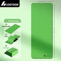 Zenithral thick foldable yoga mat with non-slip surface, shown folded and unfolded for home or gym use.