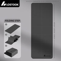 Zenithral thick foldable yoga mat with non-slip surface, shown folded and unfolded for home or gym use. Portable and comfortable.