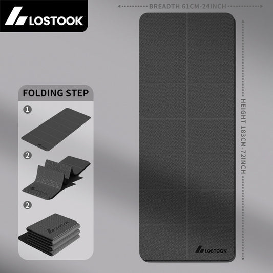 Zenithral thick foldable yoga mat with non-slip surface, shown folded and unfolded for home or gym use. Portable and comfortable.