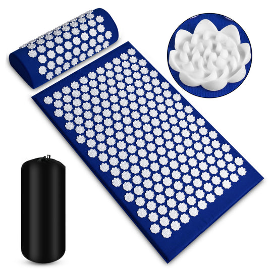 Zenithral acupressure mat and pillow set for muscle relief and deep relaxation, with massage and red light therapy features.