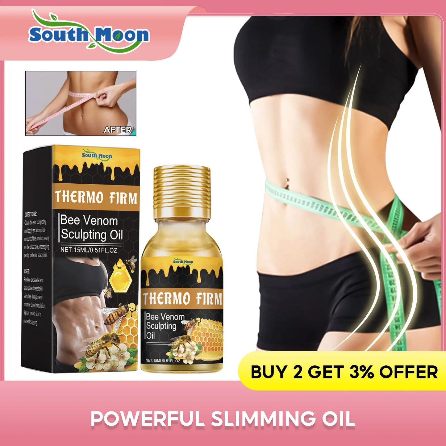 Abdominal Fat Reduction Massage Oil for Rapid Fat Burning and Skin Firming