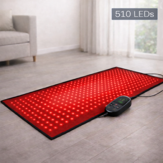 Full-body red light therapy mat by Zenithral with control panel, designed for massage and therapeutic red light treatment.
