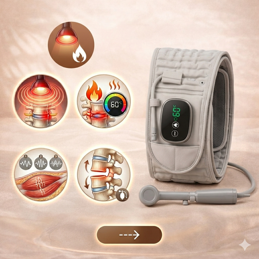 Red Light Therapy Back Belt by Zenithral featuring lumbar support, heat, and massage elements for pain relief and muscle relaxation.