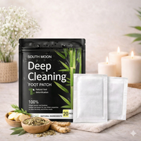 Zenithral Mugwort Herbal Foot Patches with bamboo vinegar and ginger, 10 or 20 pack, shown on feet for detoxification.