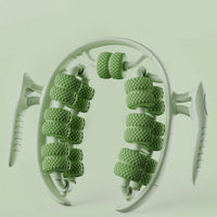 Zenithral body massage roller with red light therapy for lymphatic drainage and leg recovery, showing a close-up of the device.