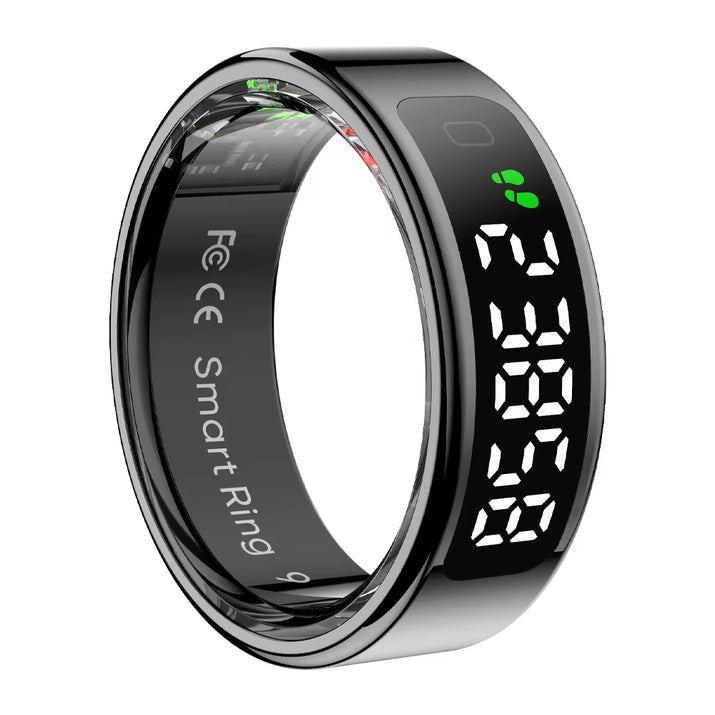R12 Smart Ring (2025) with Display Screen, Touch Control, Wireless Charging, Health Management, and 5 ATM Waterproof Rating for Men and Women