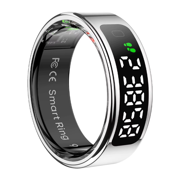 R12 Smart Ring (2025) with Display Screen, Touch Control, Wireless Charging, Health Management, and 5 ATM Waterproof Rating for Men and Women
