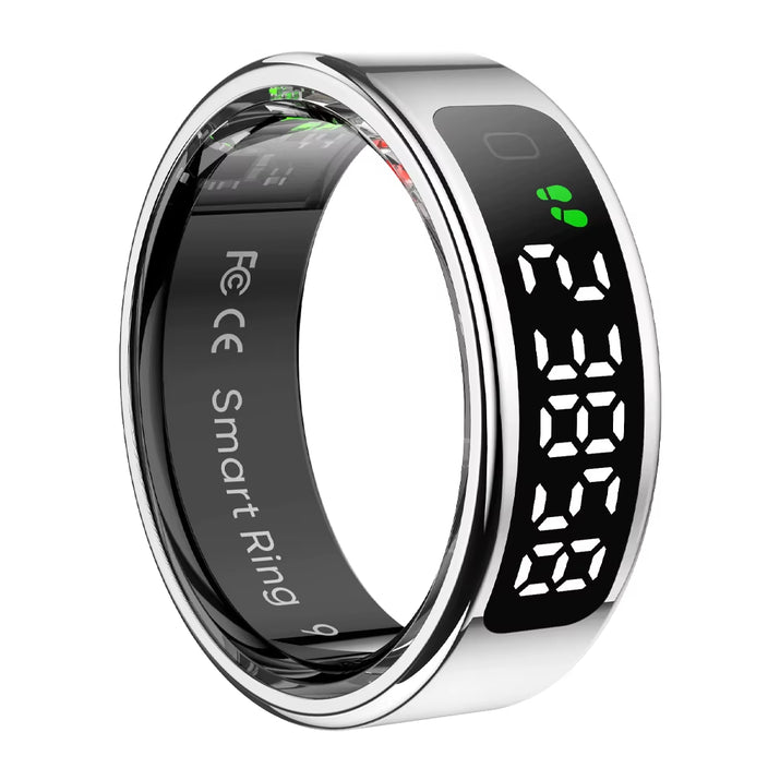 R12 Smart Ring (2025) with Display Screen, Touch Control, Wireless Charging, Health Management, and 5 ATM Waterproof Rating for Men and Women