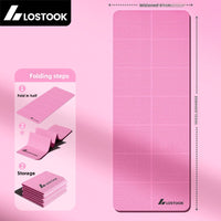 Thick foldable Zenithral yoga mat with non-slip surface, shown folded and rolled, ideal for home and gym workouts.