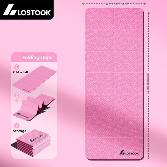 Thick foldable Zenithral yoga mat with non-slip surface, shown folded and rolled, ideal for home and gym workouts.