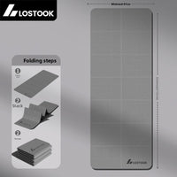 Zenithral thick foldable yoga mat with non-slip surface, shown folded with textured surface for home and gym workouts.