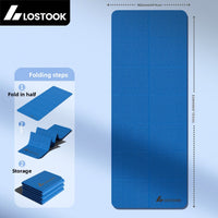 Thick foldable Zenithral yoga mat with non-slip surface, shown rolled out on a gym floor, ideal for home and gym yoga practice.