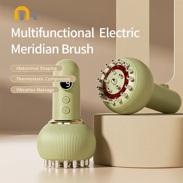 Electric Meridian Brush Lymphatic Drainage Massager for Limbs and Abdomen with Microcurrent, Heat, Vibration, and Light Therapy Zenithral